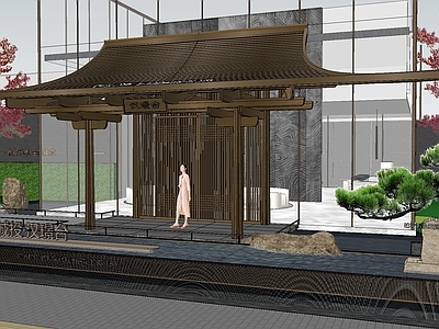 新中式景观小区景观 金沙展示区景观