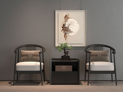 新中式休闲桌椅 休息椅洽谈椅 新中式 宋式