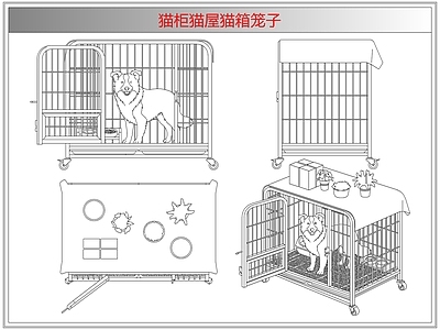 综合软装摆件图库 猫柜猫屋猫箱笼子