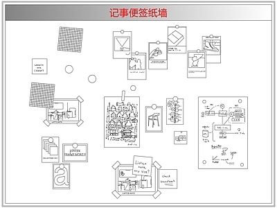 综合软装摆件图库 记事便签纸墙