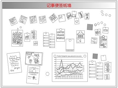 综合软装摆件图库 记事便签纸墙