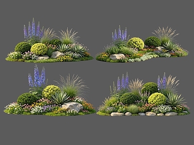 现代主义花境 2D花境植物组合 花卉花镜 花草镜植物组合 花草花丛 地被花灌木球