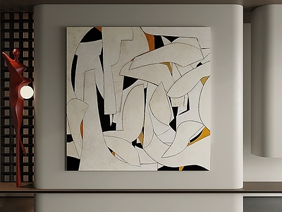 意式极简抽象画 黑白曲线装饰画 大地色肌理油画 玄关抽象画 中性色简约挂画 软装抽象几何挂画