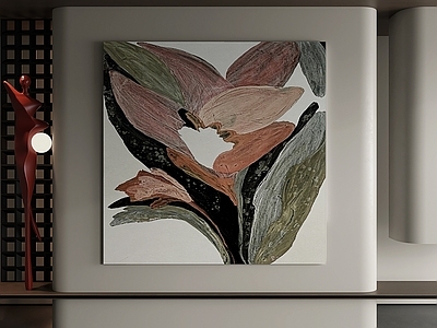 奶油风抽象画 侘寂花朵装饰画 中古花卉艺术挂画 莫兰迪花卉装饰画 简约花卉客厅挂画 复古色调花卉油画