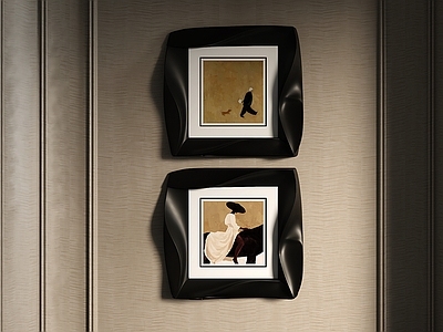 现代简约挂画 意式走廊组合挂画 法式简约人物油画 复古色调人像挂画 玄关双联装饰画 中古风简约人像画
