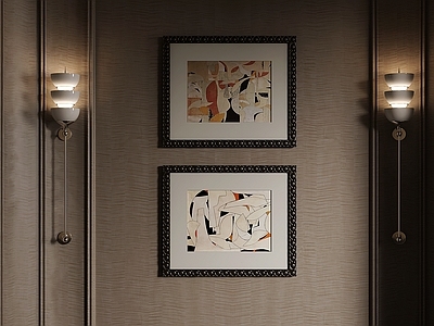 轻奢挂画 侘寂色块双联挂画 大地色抽象双联画 玄关简约线条挂画 轻奢走廊组合挂画 撞色几何抽象画