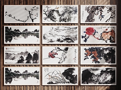 新中式挂画组合 字画 中式装饰挂画