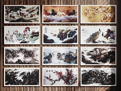 新中式挂画组合 字画 中式装饰挂画