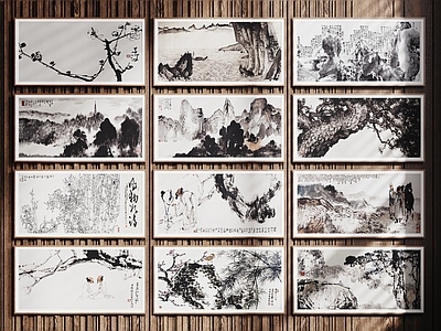 新中式组合画 中式装饰挂画 字画