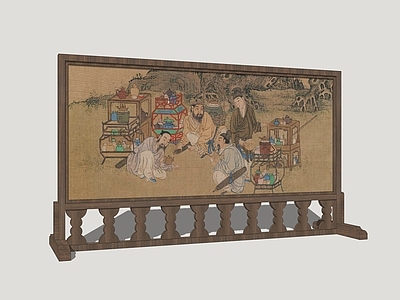 中式屏风 古风屏风 国画屏风 影视屏风