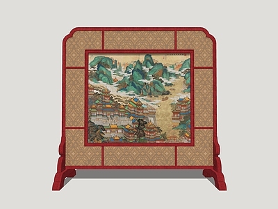 中式屏风 古风隔断 古代国画屏风 宫廷屏风 屏风美陈