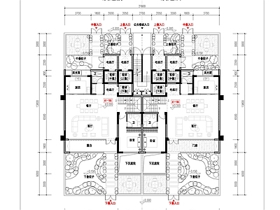 多层住宅 6F叠拼户型 185 200平 独立电梯入户叠拼 大面宽小进深户型