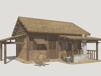 中式古建乡村民房 古代土房民居 乡村土房子 影视民居平房 古代乡村民房