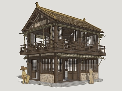 中式古建古建筑 古代影视民居 古风乡村建筑 影视商业民居 乡村商业建筑