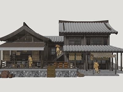 中式古建古建筑 唐风商业建筑 古风影视建筑 古代商业建筑 民俗商业街