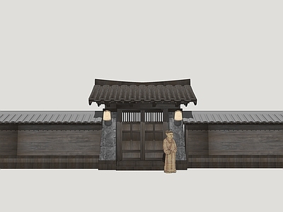 中式古建古建筑 古代乡村院门 古风影视院门 乡村庭院门 入户门