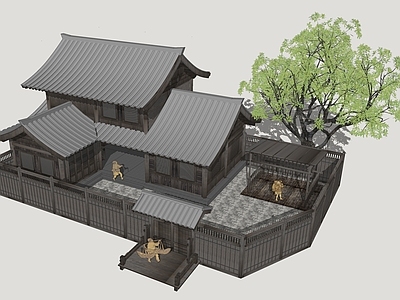 中式古建古建筑 唐风商业建筑 古代民居建筑 影视民居建筑 古代民居院落