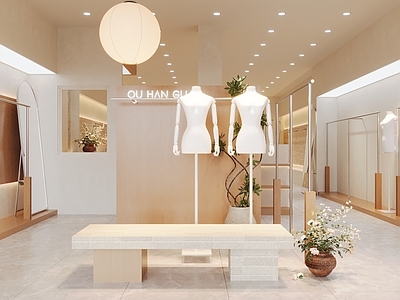 奶油风服装店 原木奶油风