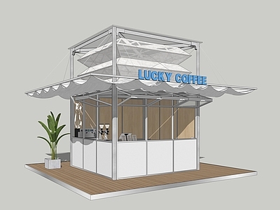 现代简约售卖亭 咖啡店 奶茶店 集市 模块化摊位 钢结构咖啡厅