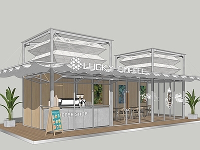 现代简约咖啡厅 奶茶店 快闪店 模块化建筑 钢结构咖啡厅 集市