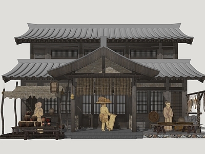 中式古建古建筑 唐风商业建筑 古风民居建筑 古代商业建筑 影视民居建筑