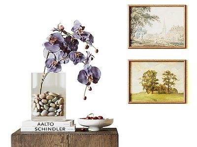 现代简约摆件组合 现代装饰品摆件 花艺花卉 花瓶摆件 装饰画 挂画组合