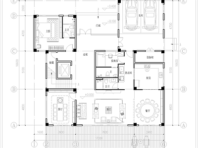 别墅建筑 三层独栋别墅平面 酒店自建房 车库健身房六房 民宿保姆房电梯 建筑面积584平