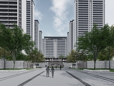 新中式景观小区景观 主入口 城市会客厅 休闲广场