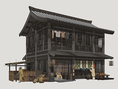 中式古建古建筑 唐风商业建筑 古建筑民居 古风商业建筑 古代商业街