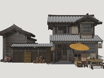 中式古建古建筑 唐风商业建筑 影视古建民居 古代商业街 古风商业建筑