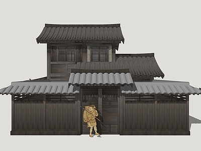 中式古建古建筑 唐风商业建筑 古风商业建筑 影视乡村建筑 古代商业建筑