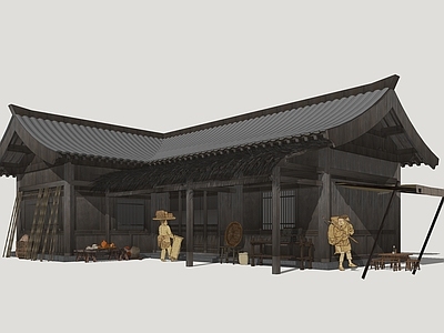 中式古建古建筑 唐风商业建筑 古风商业民居 古代商业建筑 古风商业街