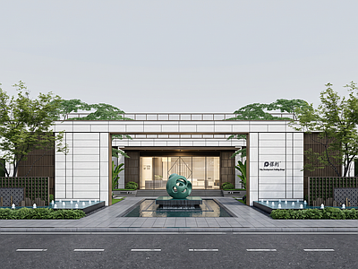 新中式景观小区景观 展示区