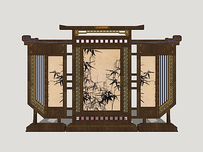 中式屏风 古风屏风 唐风隔断 宫廷隔断 国画屏风