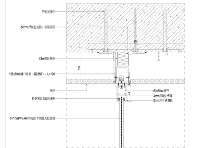 隔断节点 不锈钢玻璃门节点