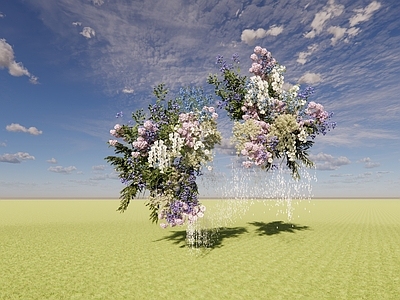 法式植物组合 韩式花艺组合 花艺绿植吊挂背景 水晶珠帘挂饰 小众婚礼美陈