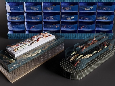 现代食品展台 鱼缸 海鲜缸 水餐区 海鲜展示区 龙虾