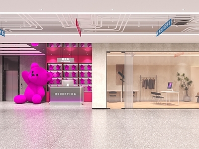 现代服装店 商场前台 商场过道 直播办公室 商场休息区