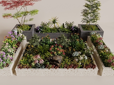 现代花境 花池 花坛 花钵花器 植物堆 植物造景