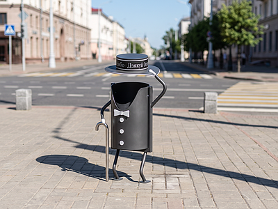 现代简约垃圾桶 造型垃圾桶 绅士 街道
