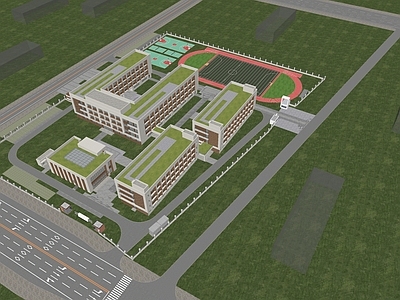 现代主义学校建筑 24班小学 现代风格 全封闭小学