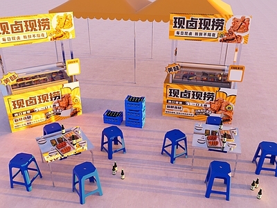 现代街边美食摊位 外摆小吃摊子 新鲜现卤鸭货