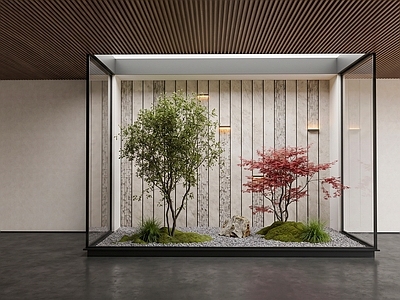 禅意室内景观 现代植物景观造景 庭院小品 中庭景观