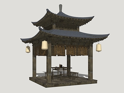 中式古建古建筑 影视凉亭 乡村古亭 乡村凉亭 古亭