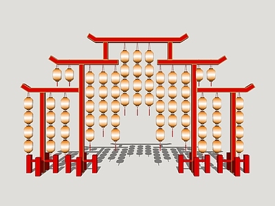 中式活动门头 灯笼架 中式灯笼美陈 古风美陈灯笼 节日氛围灯