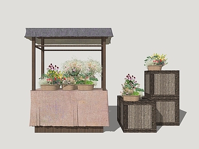 美式摊位 鲜花铺 乡村集市摊位 鲜花摊位
