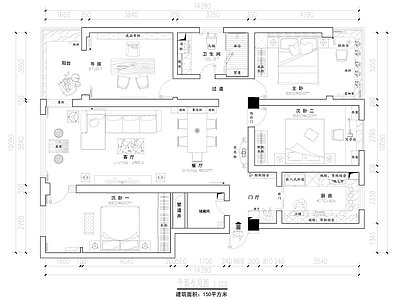 其他家装空间 新中式家装平面图 新中式风格家装 平面图 家装