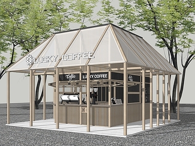 原木风餐饮建筑 原木咖啡厅 奶茶店 快闪店 森林咖啡厅 集市