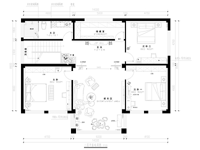 别墅 新中式别墅平面图 别墅布局图 新中式风格 二层别墅