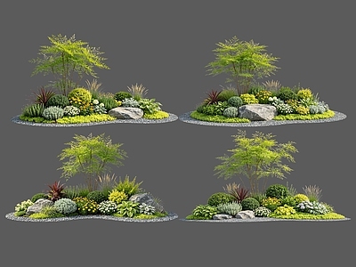 现代主义花境 2D花境植物组合 花卉花镜 花草镜植物组合 花草花丛 地被花灌木球